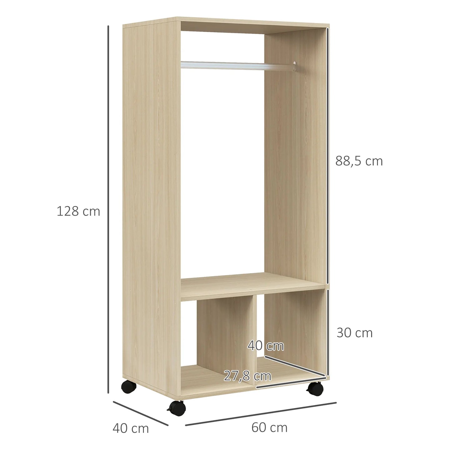 Open Aluminium Wardrobe on Wheels