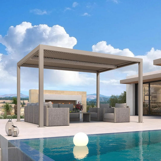 Pergola Bioclimatique Champagne à Lames Orientables