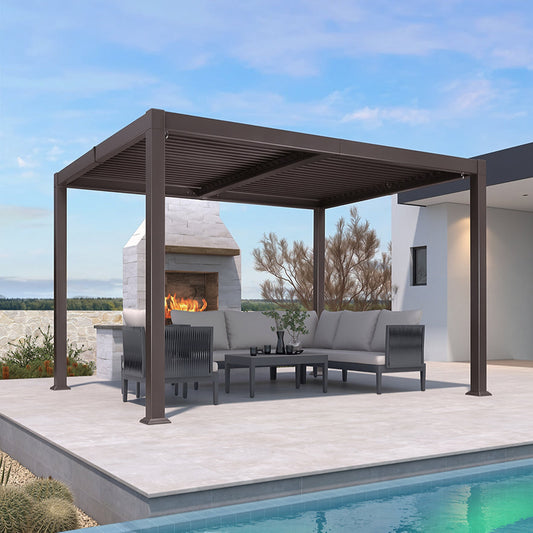 Pergola Bioclimatique Bronze à Lames Orientables – Modèle 2
