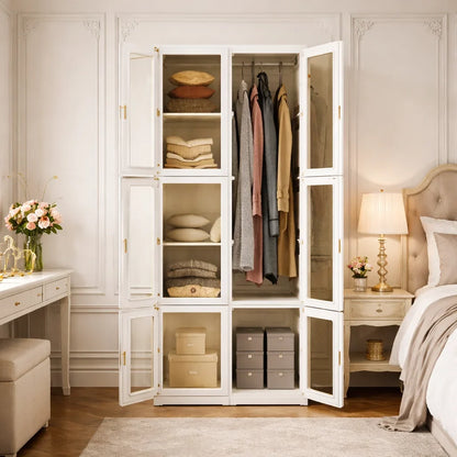 Foldable Wardrobe with Transparent Magnetic Doors