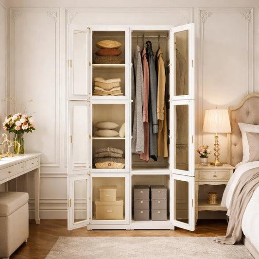 Foldable Wardrobe with Transparent Magnetic Doors