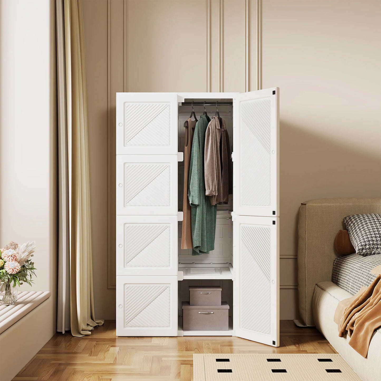 Modular Foldable Wardrobe with 5 Compartments