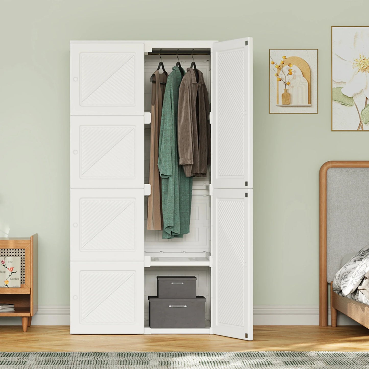 White Portable 6-Door Wardrobe