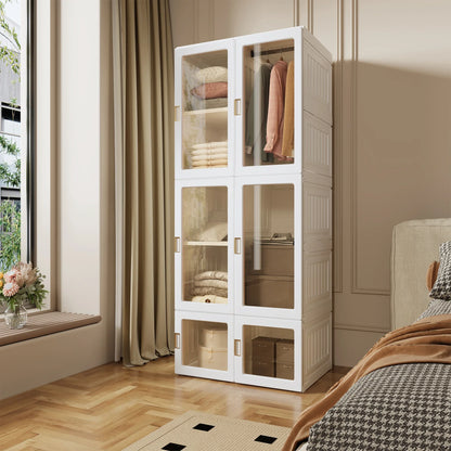 Foldable Wardrobe with Transparent Magnetic Doors