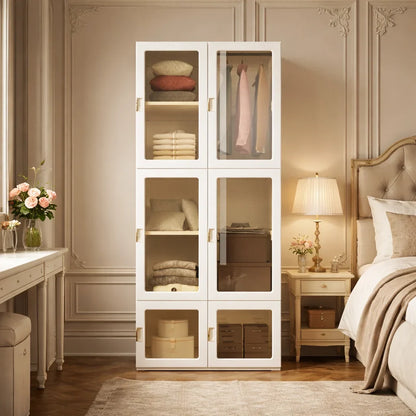 Foldable Wardrobe with Transparent Magnetic Doors