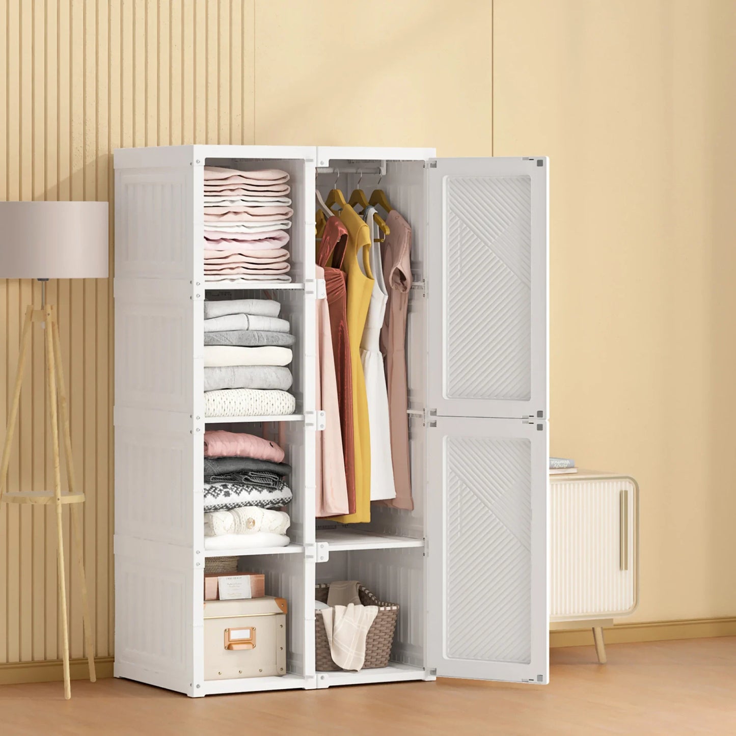 Modular Foldable Wardrobe with 5 Compartments