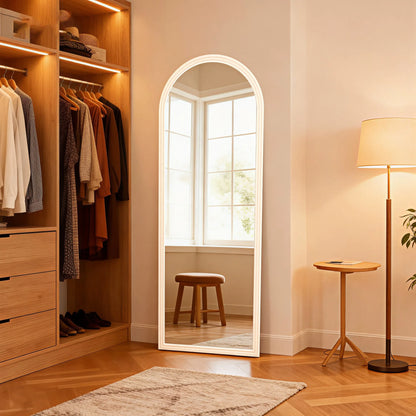 Arched Wood-Framed Full-Length Mirror