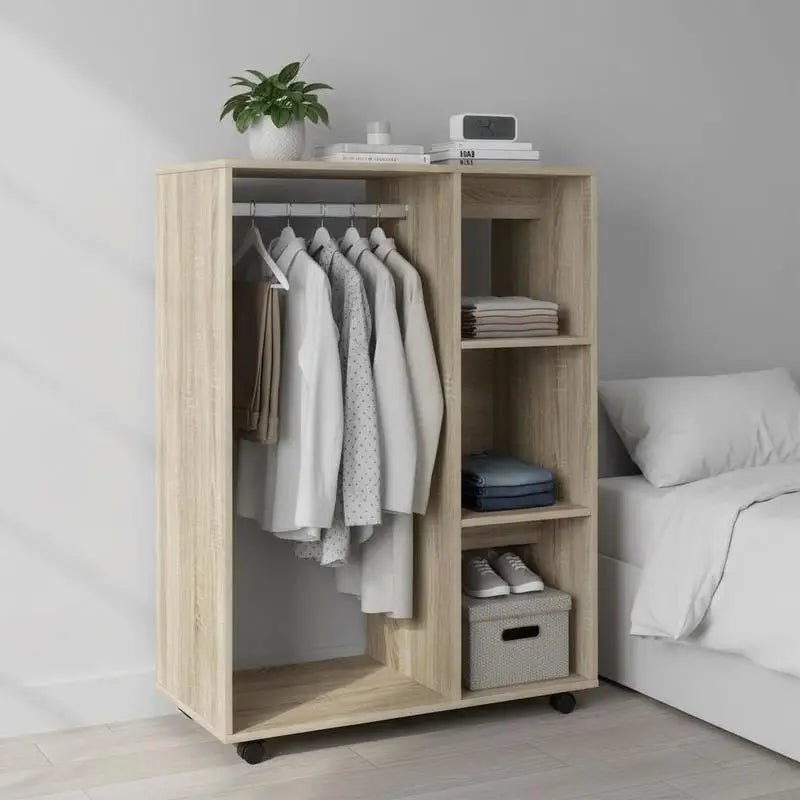 Sonica Oak Wardrobe on Wheels