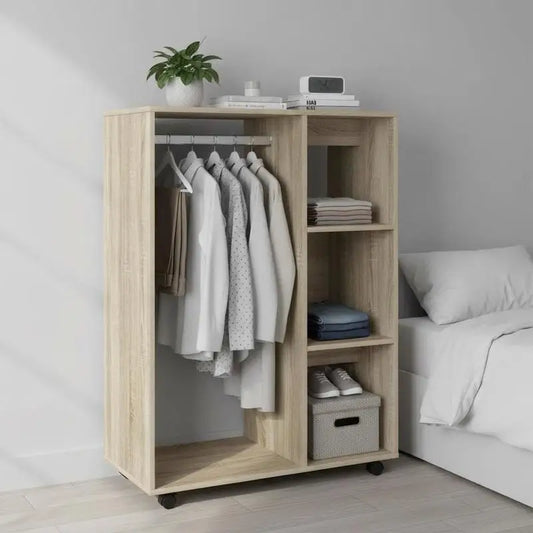 Sonica Oak Wardrobe on Wheels