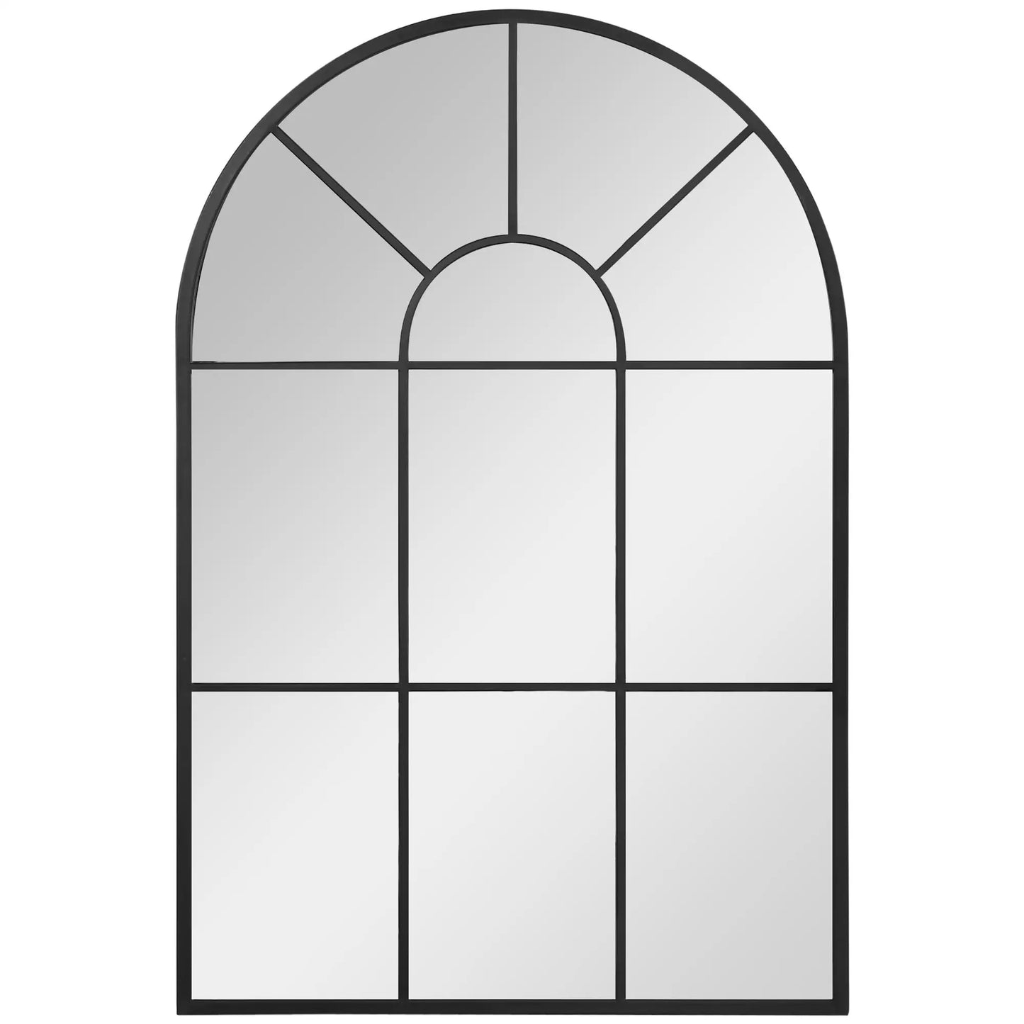 Black Arched Window-Style Wall Mirror