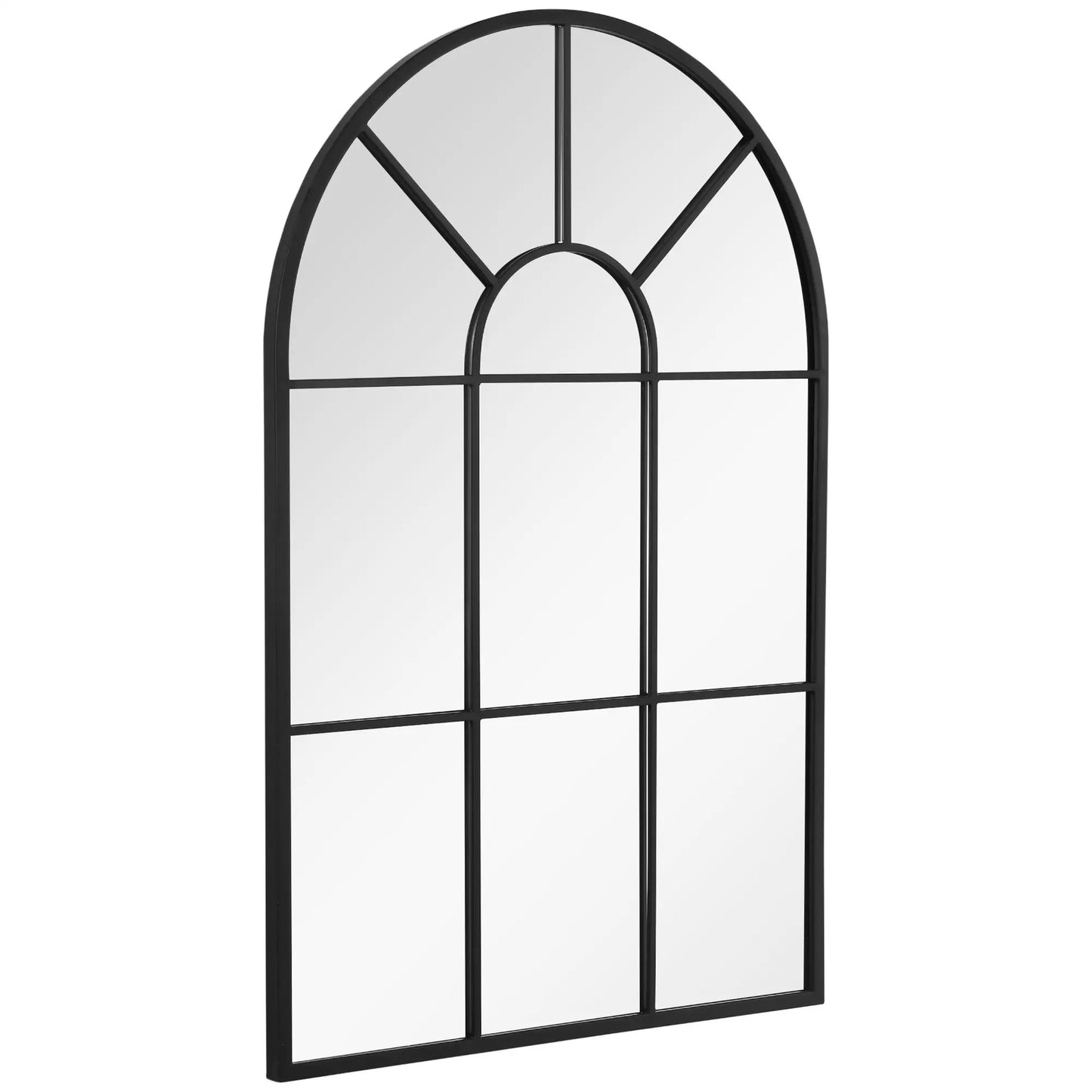 Black Arched Window-Style Wall Mirror