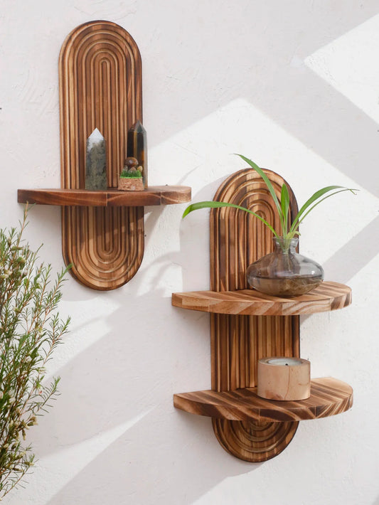 Arch-Shaped Wood Wall Shelves