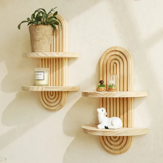 Geometric Wood Wall Shelves
