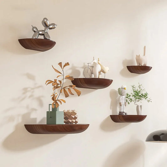 Half-Circle Solid Wood Wall Shelf