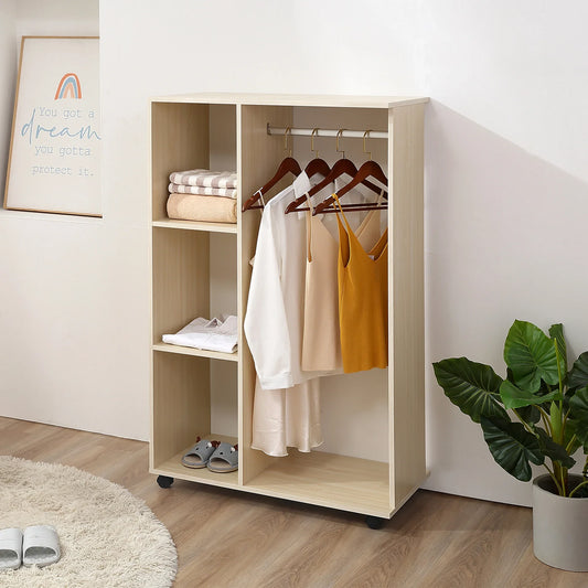 Light Oak Mobile Wardrobe on Wheels