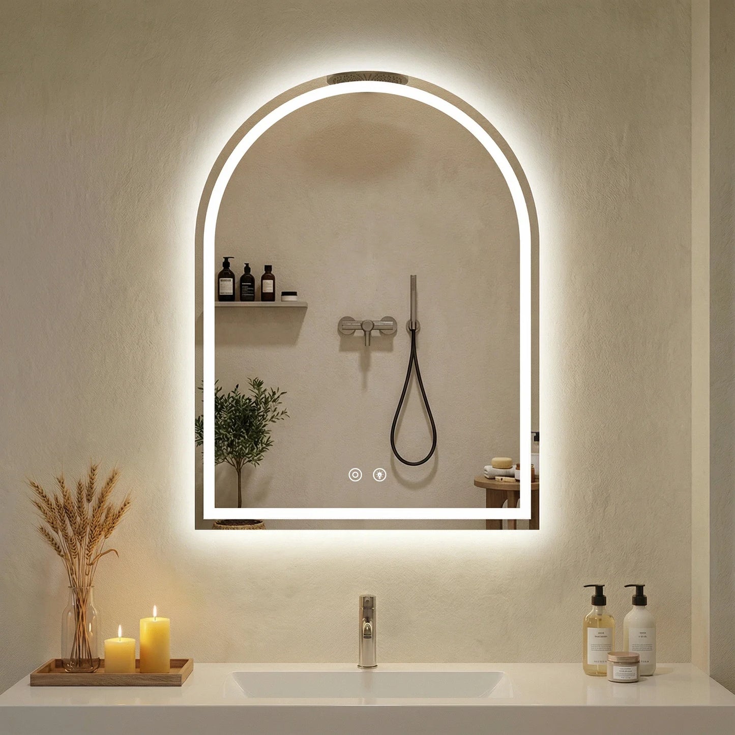 Arched LED Bathroom Wall Mirror