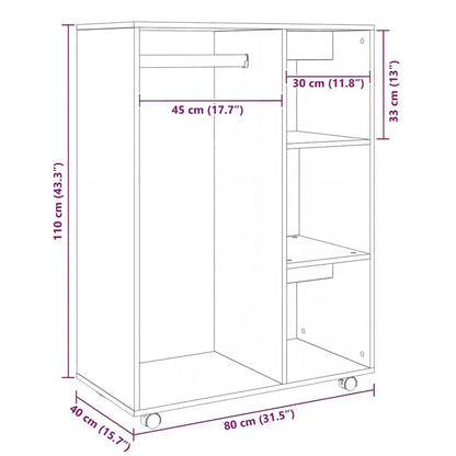 Sonica Oak Wardrobe on Wheels