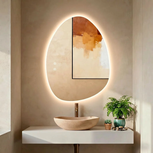Pebble-Shaped LED Bathroom Mirror