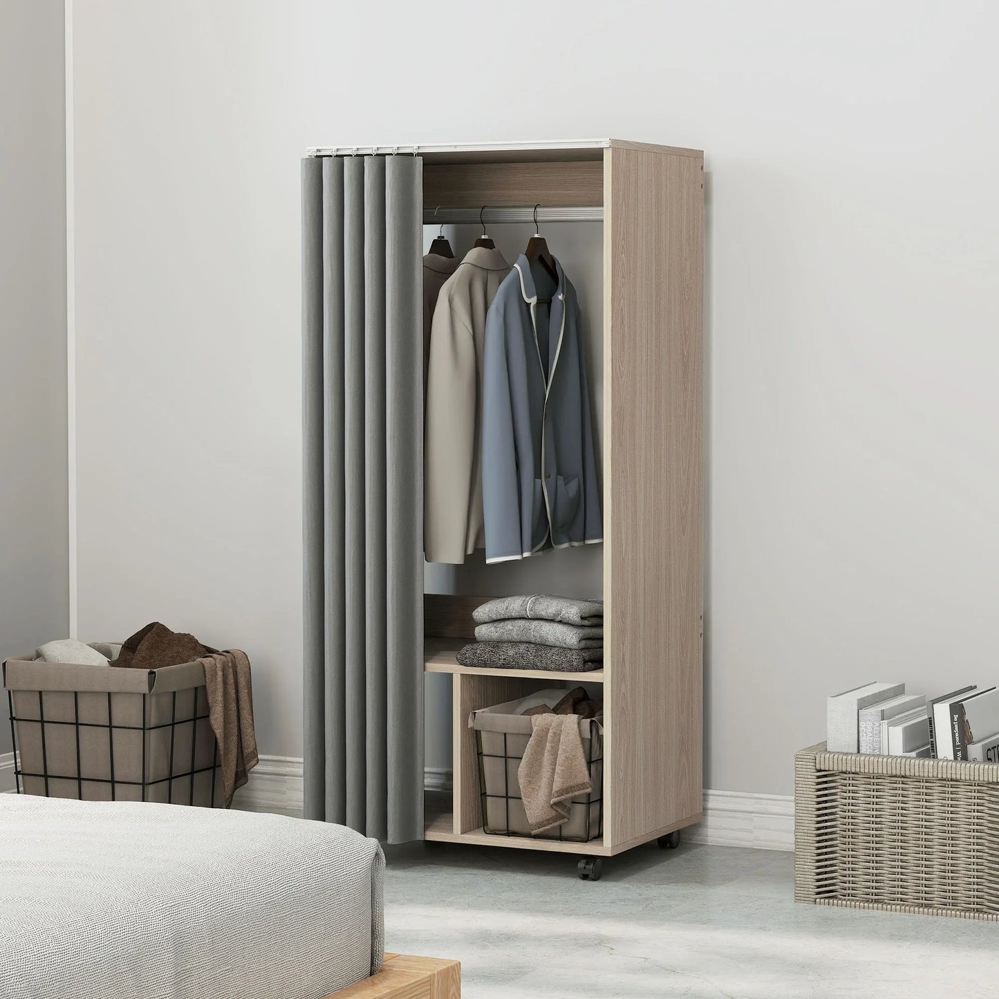 Mobile Curtain Dressing Rail Wardrobe