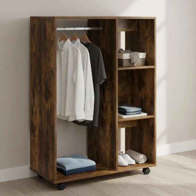 XL Wood Wheeled Storage Wardrobe