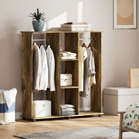 Brown Mobile Double Wardrobe