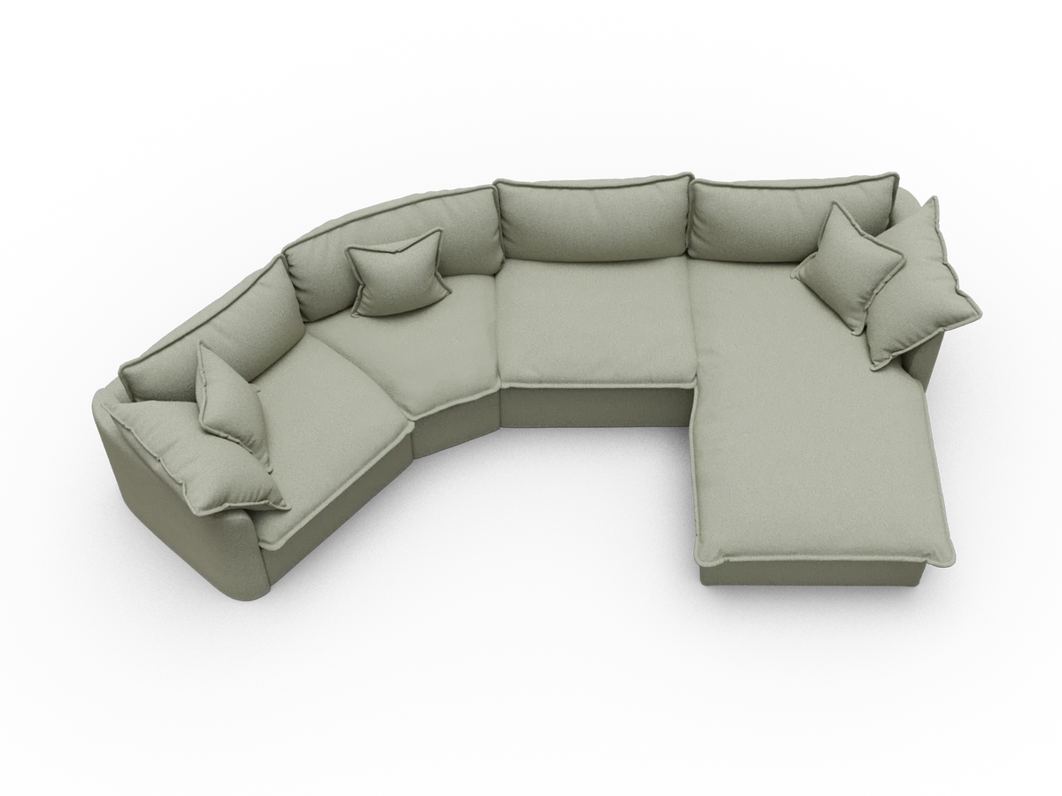 Canapé Courbe Modulable Déhoussable avec Méridienne – 4 Modules
