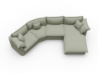 Canapé Courbe Modulable Déhoussable avec Méridienne – 4 Modules