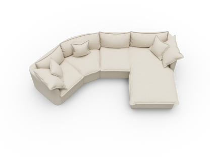 Canapé Courbe Modulable Déhoussable avec Méridienne – 4 Modules