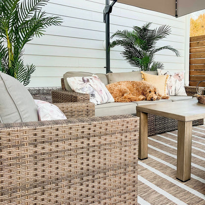 Salon de Jardin de Luxe en Rotin avec Fauteuils Pivotants et Table Basse