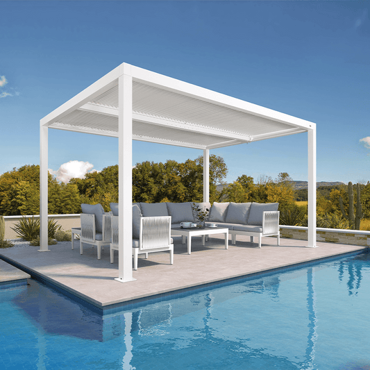 Pergola Bioclimatique Blanche à Lames Orientables
