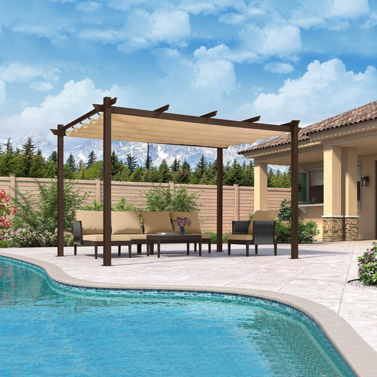 Pergola Rétractable à Toile Coulissante – Aluminium – Modèle 4